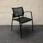 Tweedehands vergaderstoel 4 poot, met netwave rug - zwart, Huis en Inrichting, Stoelen, Gebruikt, Zwart, Ophalen of Verzenden