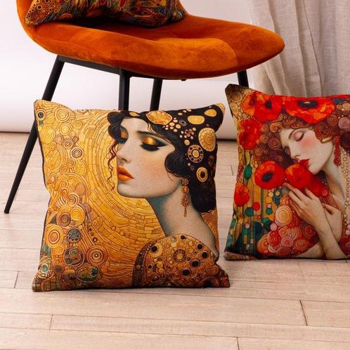 3 Federe Artistiche 45×45 cm - Tribute aan Klimt – Made in, Antiek en Kunst, Antiek | Kleden en Textiel