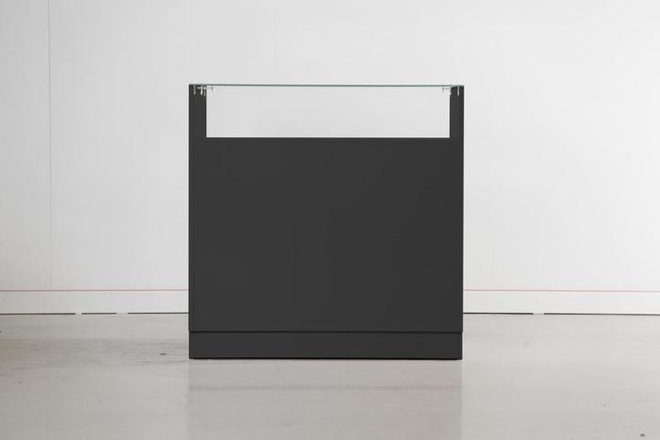 Zwarte toonbank met vitrineglas 100 cm breed C-PEK-004.BLACK, Zakelijke goederen, Kantoor en Winkelinrichting | Winkel en Inventaris