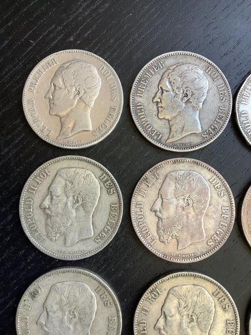 België. Leopold II. 5 Francs 1849-1876, 13 stuks (Zonder, Postzegels en Munten, Munten | Nederland