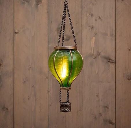 Solar Luchtballon - Met Vlameffect - Groen 36 cm, Tuin en Terras, Tuinbeelden, Nieuw, Kunststof, Verzenden