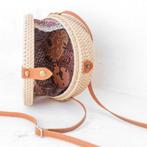 Ronde rotan tas beige handgemaakte crossbody tas met, Verzenden, Nieuw