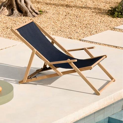 *WOONWINKEL* Kave Home Vilara Houten Strandstoel Inklapbaar, Tuin en Terras, Tuinsets en Loungesets, Nieuw, Verzenden
