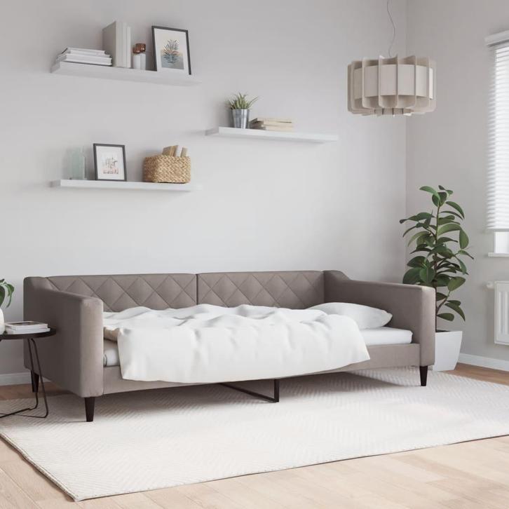 vidaXL Slaapbank 100x200 cm stof taupe, Huis en Inrichting, Slaapkamer | Bedden, 100 cm, 200 cm, Eenpersoons, Nieuw, Stof, Verzenden