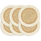 vidaXL Placemats 6 st rond 38 cm jute en katoen natuurlijk, Verzenden, Nieuw, Bruin