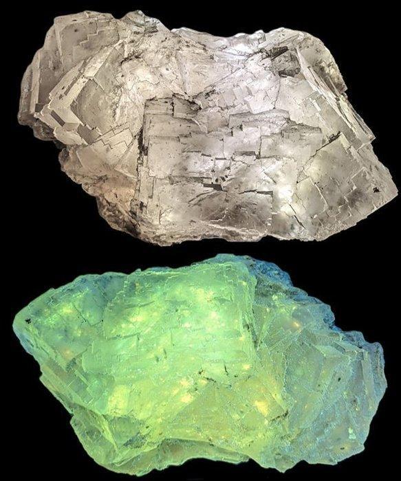FLUORITE BIANCA met BARITE, UNIEKE fluorescentie Kristalen -, Verzamelen, Mineralen en Fossielen