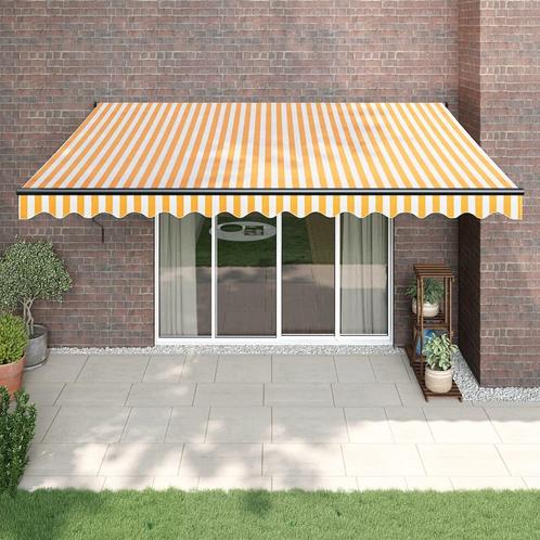 vidaXL Luifel uittrekbaar 4,5x3 m stof en aluminium geel en, Tuin en Terras, Zonneschermen, Nieuw, Verzenden