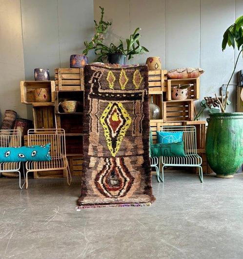 Vintage Boucherouite Berber tapijt – 90x205 cm – Met de hand, Huis en Inrichting, Stoffering | Tapijten en Kleden