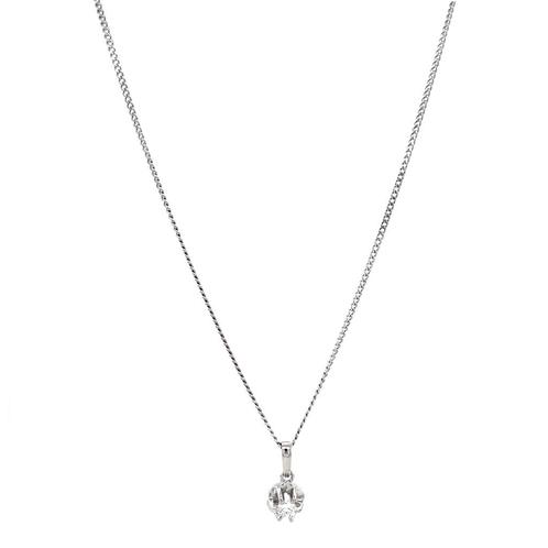 Witgouden collier met diamant hanger 14 karaat, Sieraden, Tassen en Uiterlijk, Kettingen, Wit, Zo goed als nieuw, Met hanger, Goud