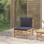 vidaXL Tuinmiddenbank met kussens bamboe donkergrijs, Verzenden, Nieuw, Hout