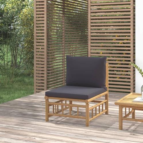 vidaXL Tuinmiddenbank met kussens bamboe donkergrijs, Tuin en Terras, Tuinsets en Loungesets, Nieuw, Hout, Verzenden