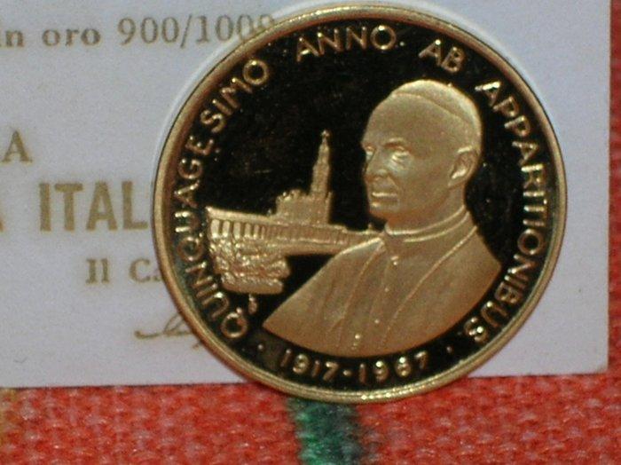 Italië. Gold medal 1967 - 50esimo apparizioni Madonna di, Postzegels en Munten, Munten en Bankbiljetten | Toebehoren