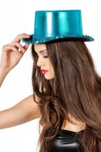 Hoge hoed lamee met paillettenband blauw, Kleding | Dames, Carnavalskleding en Feestkleding, Ophalen of Verzenden, Nieuw