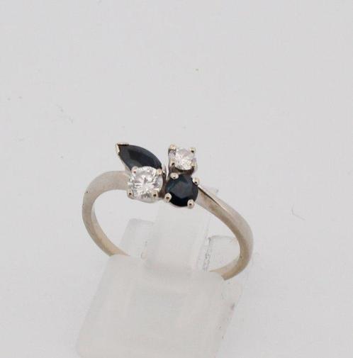 Zonder Minimumprijs - Ring - 18 karaat Witgoud Saffier -, Sieraden, Tassen en Uiterlijk, Ringen