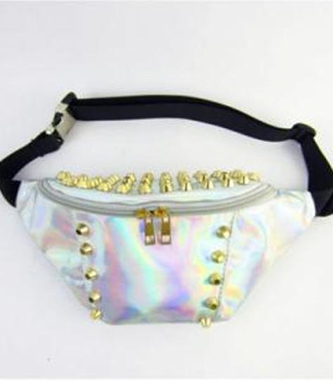 Grote Iridescent Heuptas Zilver Holografisch Gouden Studs Fa, Sieraden, Tassen en Uiterlijk, Tassen | Damestassen, Overige typen