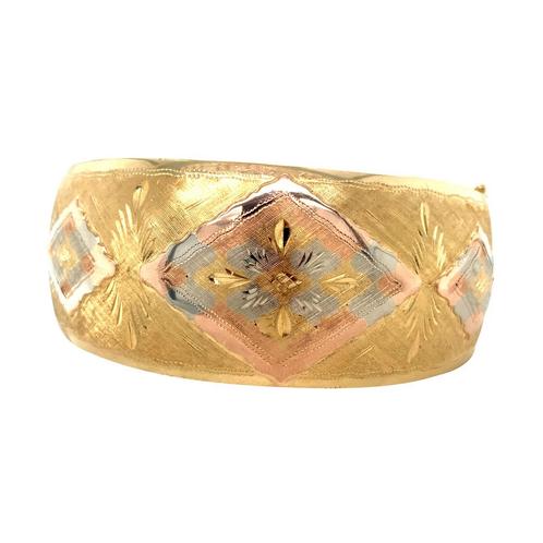 Vintage gouden bangle met gravure 14 krt, Sieraden, Tassen en Uiterlijk, Armbanden, Nieuw, Ophalen of Verzenden