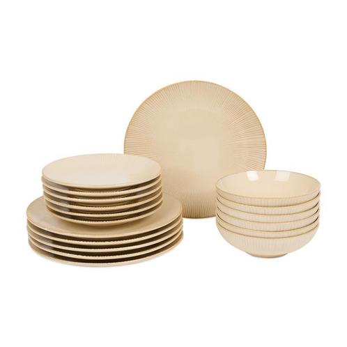 Azur serviesset Lines Ocean - beige - 18-delig | 6-persoons, Huis en Inrichting, Keuken | Servies, Nieuw, Verzenden