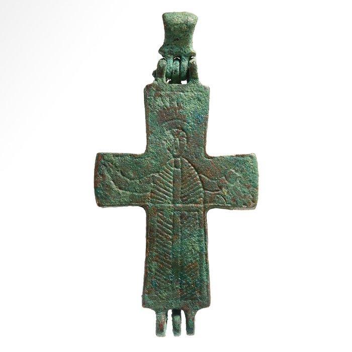 Byzantijns Brons Reliekhouder Enkolpion Kruis Hanger, Antiek en Kunst, Antiek | Overige Antiek