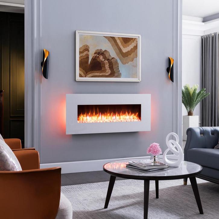 BALDERIA Rovan Elektrische Wandhaard - Wit, Huis en Inrichting, Haarden, Elektrische haard, Nieuw