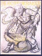 Colijn(?) met een bedelzak op spotprent (lijst optie), Antiek en Kunst, Kunst | Litho's en Zeefdrukken, Verzenden