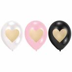 Hartjes Ballonnen Goud 23cm 6st, Verzenden, Nieuw