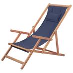vidaXL Strandstoel inklapbaar stof en houten frame blauw, Tuin en Terras, Tuinstoelen, Verzenden, Nieuw