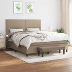 vidaXL Boxspring met matras stof taupe 180x200 cm, Eenpersoons, Verzenden, Nieuw, 80 cm