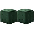 vidaXL Poef 2 st 30x30x30 cm fluweel groen, Verzenden, Nieuw