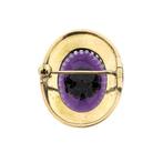 Gouden broche met amethist en zirconia, Gebruikt, Overige kleuren, Ophalen of Verzenden, Met edelsteen