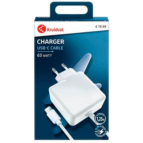 Kruidvat 65W USB-C Oplader, Telecommunicatie, Mobiele telefoons | Toebehoren en Onderdelen, Nieuw, Verzenden