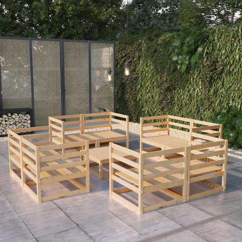 vidaXL 9-delige Loungeset massief grenenhout, Tuin en Terras, Tuinsets en Loungesets, Loungeset, Nieuw, Verzenden