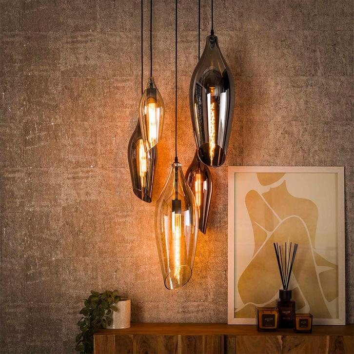 *WOONWINKEL* Trapse Hanglamp Gekleurd Glas, Huis en Inrichting, Lampen | Hanglampen, Nieuw, Verzenden