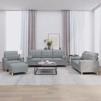 vidaXL 4-delige Loungeset met kussens stof lichtgrijs, Huis en Inrichting, Banken | Bankstellen, Verzenden, 150 tot 200 cm, Nieuw