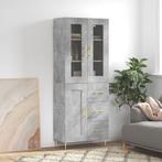 vidaXL buffetkast 69,5x34x180 cm bewerkt hout betongrijs, Huis en Inrichting, Kasten | Buffetkasten, Verzenden, Nieuw, 50 tot 100 cm