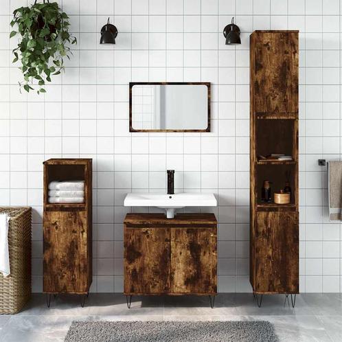 vidaXL Badkamerkast 58x33x60 cm bewerkt hout gerookt, Huis en Inrichting, Badkamer | Badkamermeubels, Nieuw, Verzenden