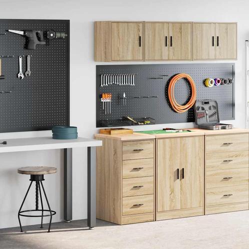 vidaXL Garagekasten 2 st Spaanplaat Sonoma eikenkleurig, Huis en Inrichting, Kasten | Stellingkasten, Nieuw, Verzenden
