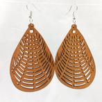 African Print Earrings | Bruine symbool wooden earrings, Ophalen of Verzenden, Nieuw
