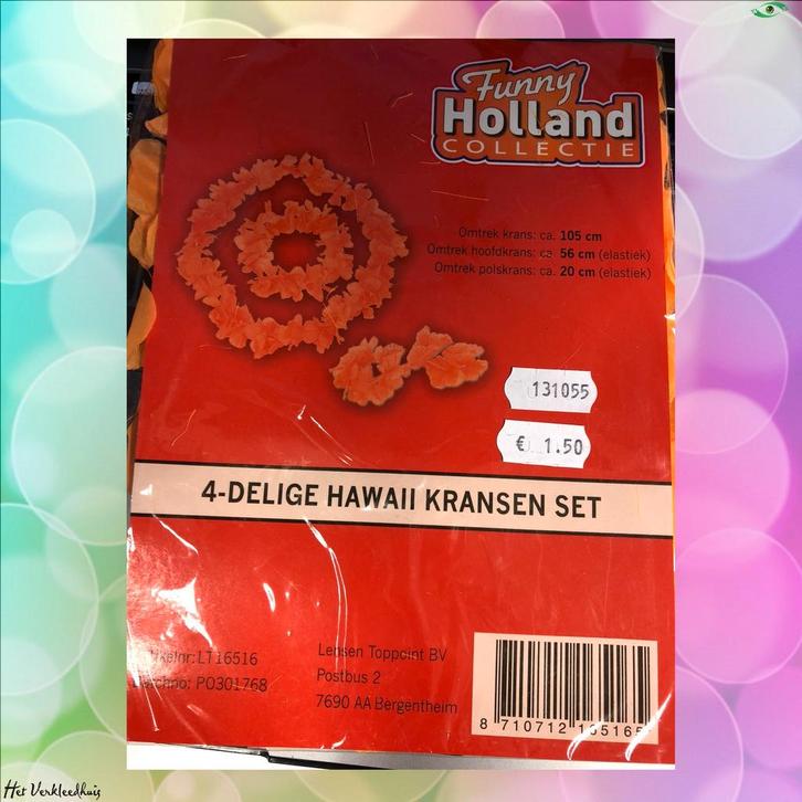 Oranje 4-delig Hawaii kransen set, Hobby en Vrije tijd, Feestartikelen, Verzenden