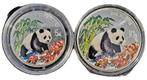 Chinese Panda 1997 gekleurd 1/2 en 1 oz koppeltje, Verzenden, Oost-Azië, Losse munt, Zilver