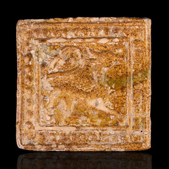 Seljuk Glazuurte tegel met zoomorfisch motief (Zonder, Antiek en Kunst, Antiek | Overige Antiek