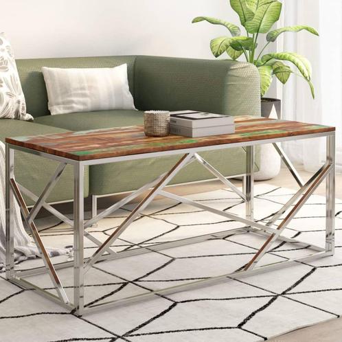 vidaXL Salontafel roestvrij staal en gerecycled hout, Huis en Inrichting, Tafels | Salontafels, Nieuw, Minder dan 50 cm, Metaal
