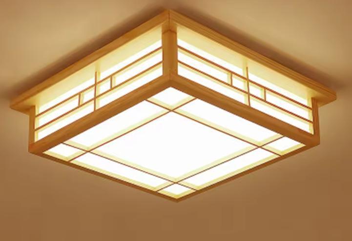 Plafondlamp Grenenhout eamp; PVC–16W LED Warm Licht Vierkant, Huis en Inrichting, Lampen | Plafondlampen, Nieuw, Verzenden