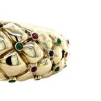 Vintage bangle met robijn, saffier en smaragd 12 krt, Sieraden, Tassen en Uiterlijk, Armbanden, Ophalen of Verzenden, Nieuw