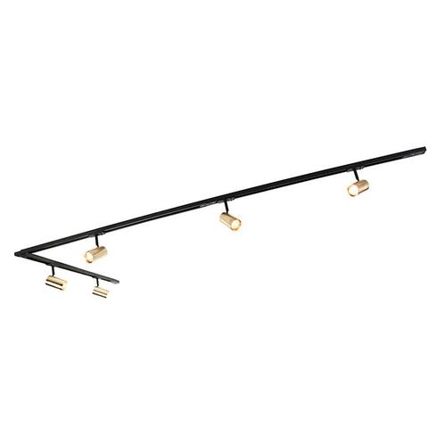 Modern railsysteem met 5 spots goud 1-fase  - Iconic Jeana, Huis en Inrichting, Lampen | Spots, Nieuw, Metaal of Aluminium