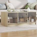 vidaXL Salontafel met glazen deuren 102x50x42 cm sonoma, 100 tot 150 cm, Verzenden, Nieuw, 50 tot 100 cm