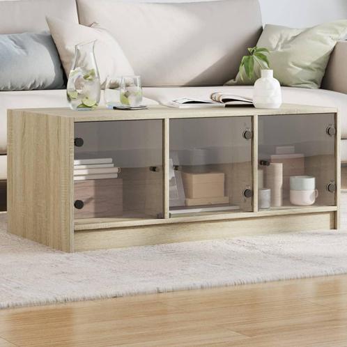 vidaXL Salontafel met glazen deuren 102x50x42 cm sonoma, Huis en Inrichting, Tafels | Salontafels, 100 tot 150 cm, Nieuw, Overige houtsoorten