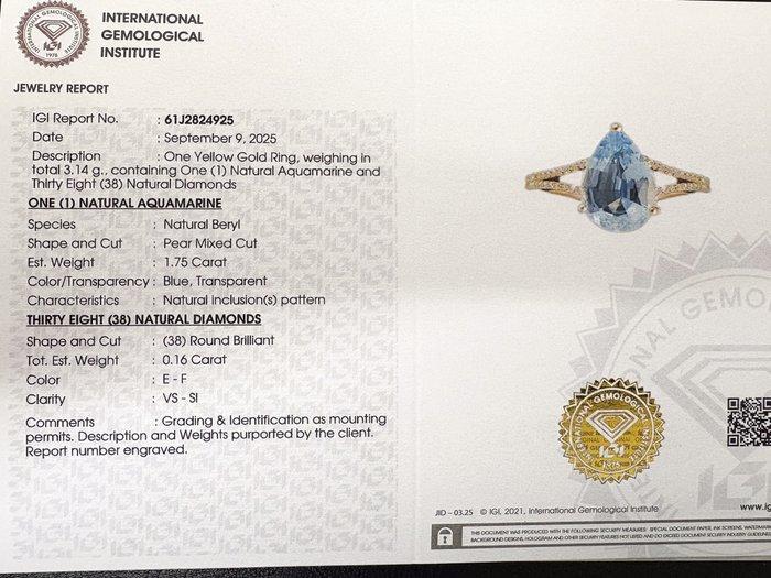 Zegelring - 14 karaat Geel goud - 1.91ct. tw. Aquamarijn -, Sieraden, Tassen en Uiterlijk, Antieke sieraden