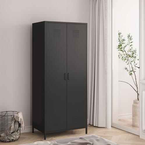 Metalen kast Seinäjoki 180x76x50 cm zwart mat [en.casa], Huis en Inrichting, Kasten | Kledingkasten, Nieuw, Verzenden