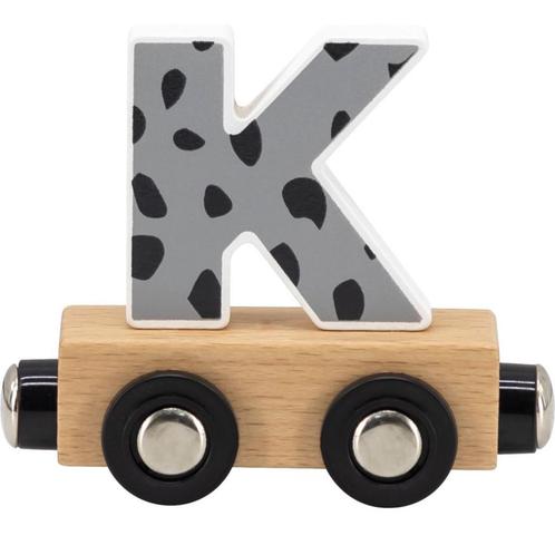 Houten letter K – grijs met magneetkoppeling (lettertrein), Kinderen en Baby's, Speelgoed | Houten speelgoed, Nieuw, Ophalen of Verzenden