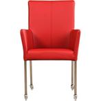 Leren eetkamerstoel Comfort met wieltjes en armleuning -, Nieuw, Leer, Ophalen of Verzenden, Eén